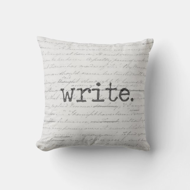 Almofada Escreva, manuscrito motivacional Jane Austen (Frente)