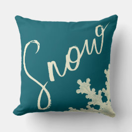 Almofada Escrita em neve, ardósia azul e inverno elegante d