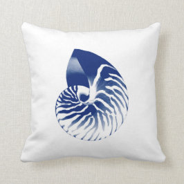 Almofada Escudo do nautilus - azuis marinhos e branco