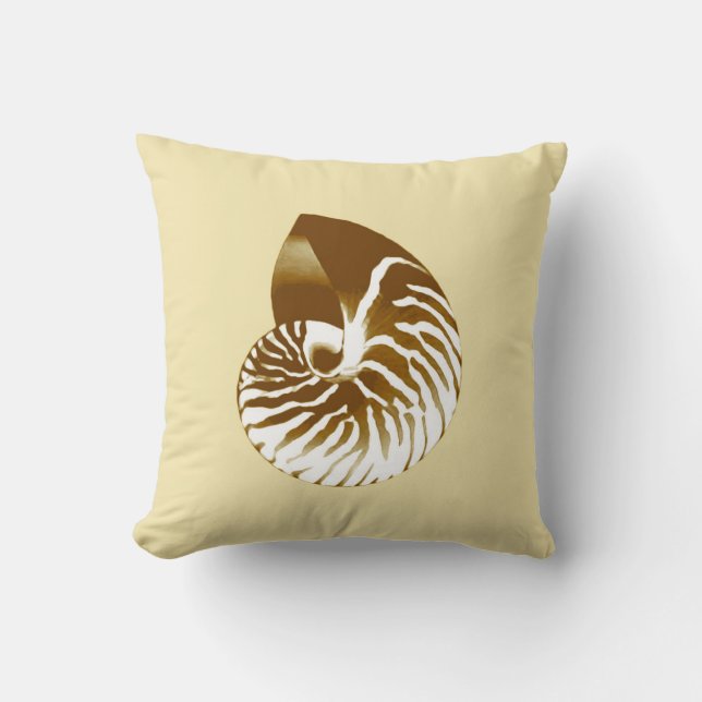 Almofada Escudo do nautilus - marrom, branco e bege (Frente)