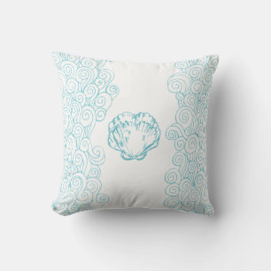 Almofada Escudo dos moluscos e travesseiro branco azul do