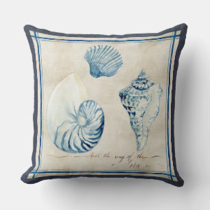 Almofada Escudos da aguarela do bloco de desenho da praia