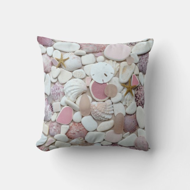 Almofada Escudos de vidro da foto da cerâmica da praia do (Frente)