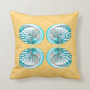 Almofada Escudos design, turquesa e amarelo do mar