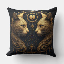 Escultura Yin Yang do Gêmeo Dourado do Gato