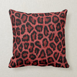 Almofada Escuro - pontos vermelhos do animal do leopardo de