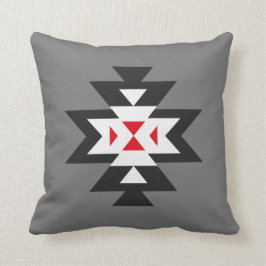 Almofada Escuro - teste padrão asteca vermelho branco preto