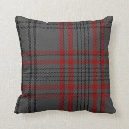 Almofada Escuro - xadrez de Tartan vermelha do preto