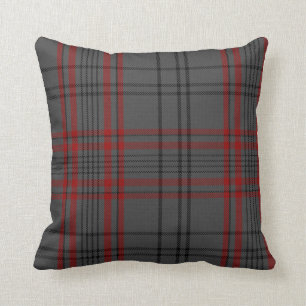 Almofada Escuro - xadrez de Tartan vermelha do preto