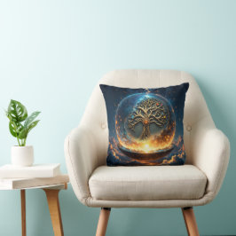 Almofada Esfera da Vida – A Árvore do Mundo Dourada. 