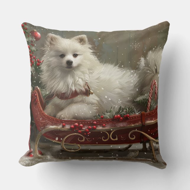 Almofada Eskimo americano Cachorro Festivo (Frente)