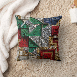 Almofada Esmeralda Dourado Marfim Vermelho Azul Mosaico Qua