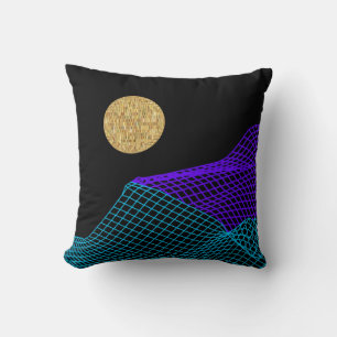 Almofada Espaço Abstrato Quântico Azul Roxo Preto Dourado