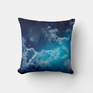 Almofada Espaço do céu noturno com nuvens e estrelas,noite,