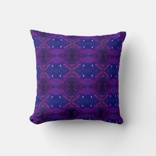 Almofada Espaço geométrico design azul roxo do hexágono
