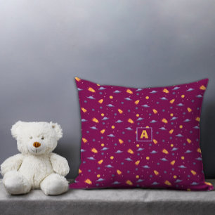 Almofada Espaço padrão lavanda laranja vermelho burgundy le