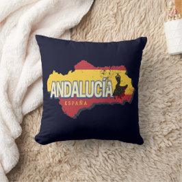 Almofada Espanha Andalusia Mapa de Férias Flamenco Vintage