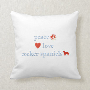 Almofada Espanhóis do Cocker Peace Love