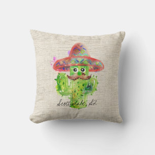 Almofada Espanhol Cactus Mustache Hat Fiesta Text Artisan