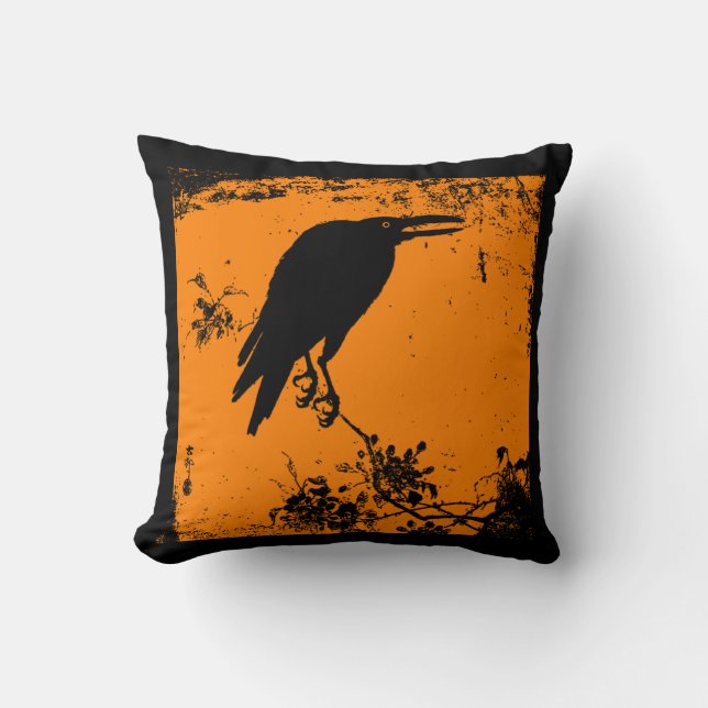 Almofada Espantoso Black Raven em Orange (Frente)