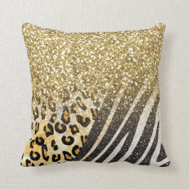 Almofada Espantoso, giro, leopardo-de-ouro e zebra