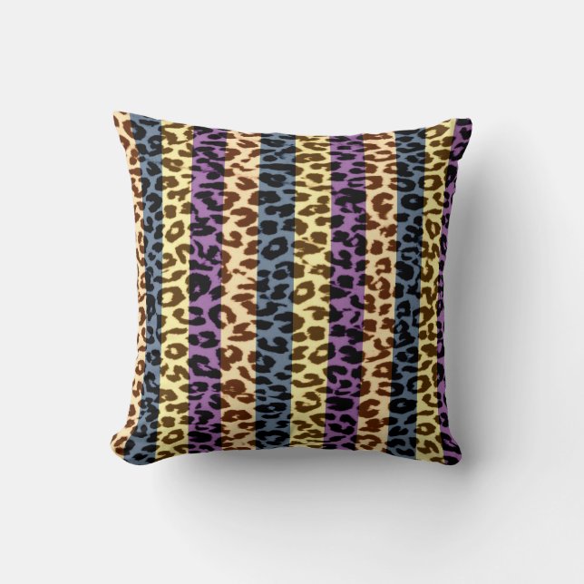 Almofada Espelho de tiras abstrato de peles de leopardo (Frente)