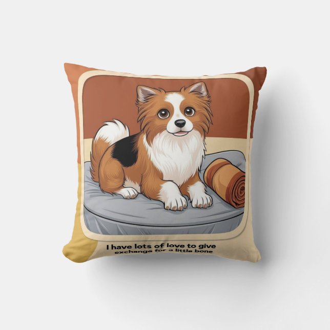 Almofada Esperando su Huesito – Zaguate con Mirada Tierna (Frente)