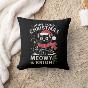 Almofada Espero que seu Natal seja Meow e Brilhante Gato de