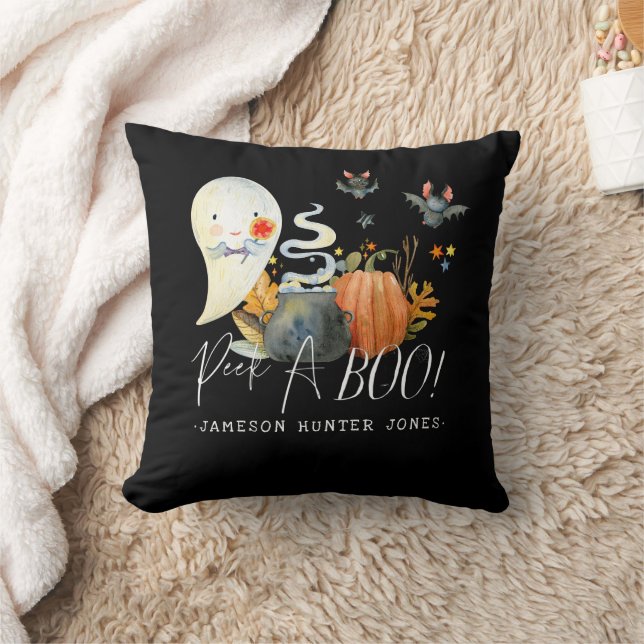 Almofada Espião | Monograma Pequeno Fantasma Halloween (Cobertor)
