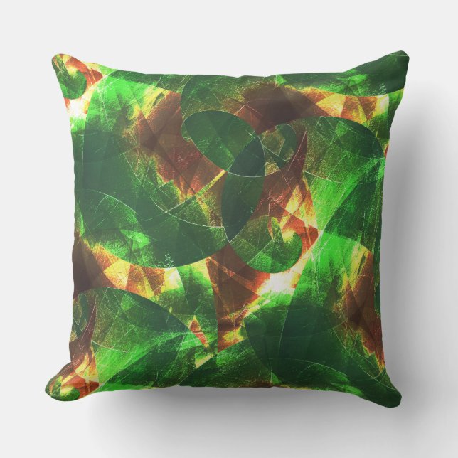 Almofada Espirais verdes queimados, texturizados, que se so (Frente)