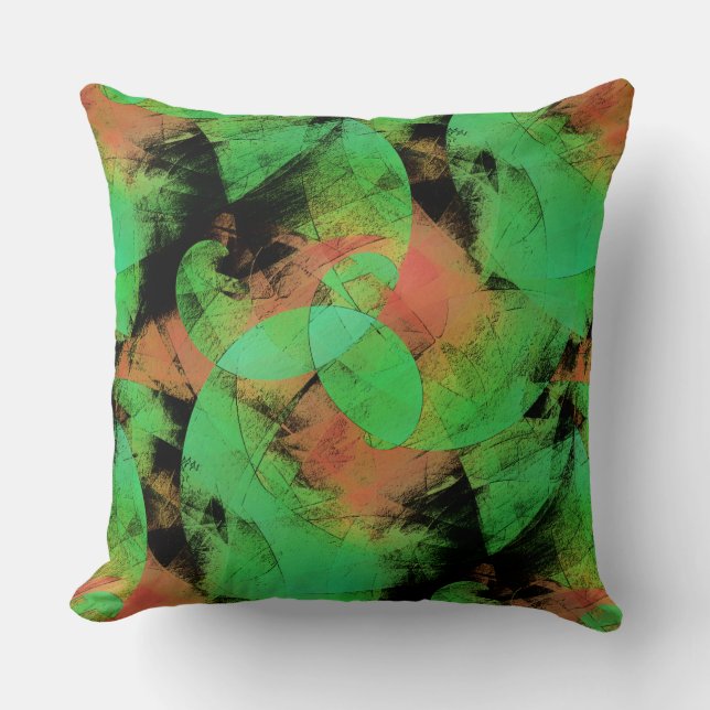 Almofada Espirais verdes texturizadas de salmão, que se sob (Frente)