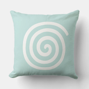Almofada Espiral Abstrata em Azul Claro e Branco