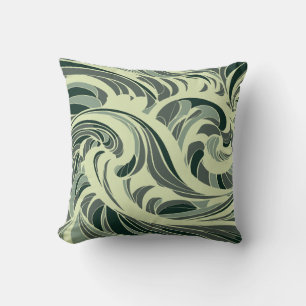 Almofada espiral dinâmica de ondas verdes e beges