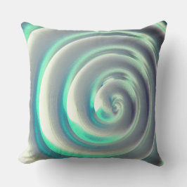 Almofada Espiral gigante prata e aquamarina sobre branco