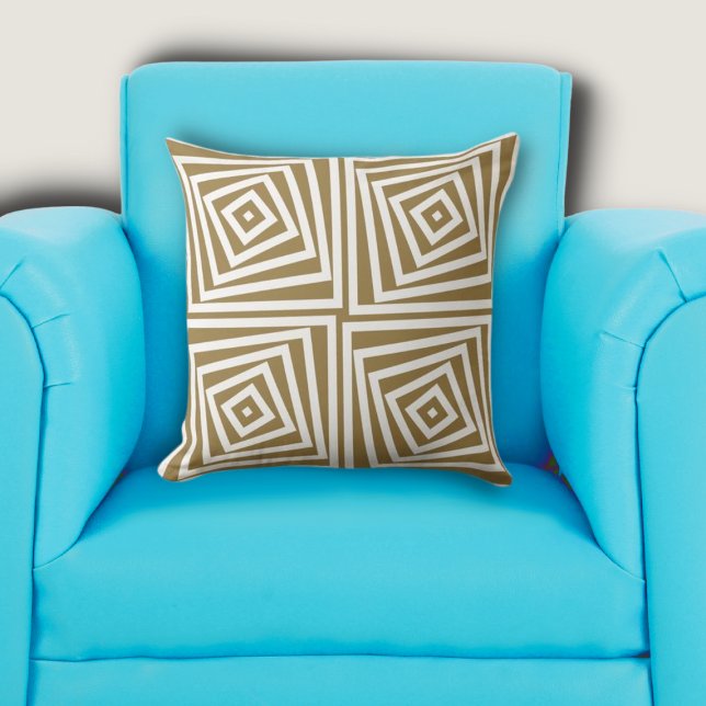 Almofada Espiral Marrom e White Box Elegante (Elegant Brown & White Box Spiral Throw Pillow)