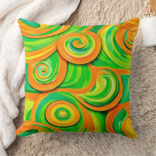Almofada Espiral Verde e Laranja