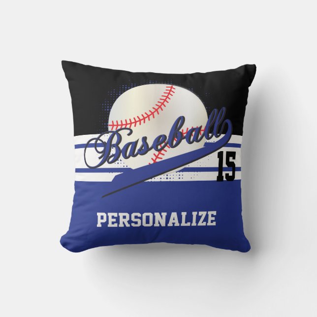 Almofada Esporte Baseball| DIY Nome e número| Azul escuro (Frente)