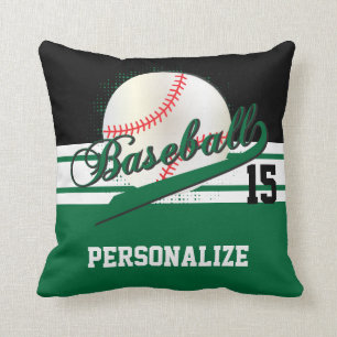 Almofada Esporte Baseball DIY Nome e número Verde escuro