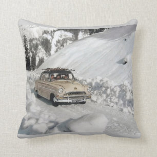 Almofada Esportes de inverno do vintage, fuga à estância