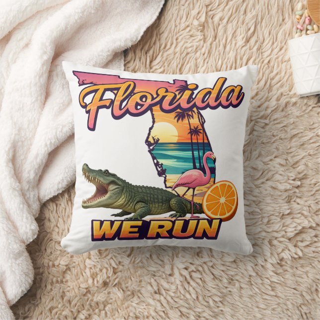 Almofada Esportes Florida We Run Sunset Alligator Flamingo (Cobertor)