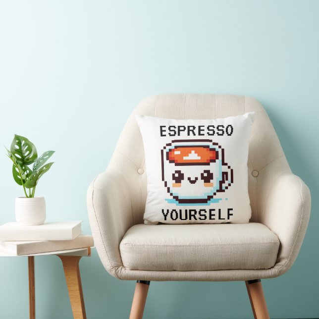 Almofada Espresso - Engraçado Pixel Art Coffee Design (Cadeira)