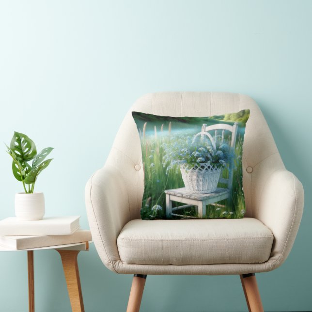 Almofada Esquece-me de uma Cesta de Flor (Cadeira)