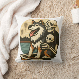 Almofada Esqueleto com Cachorro em Arte de Terror de Lago A