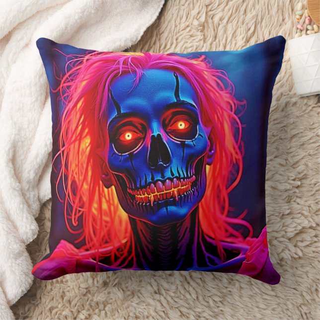 Almofada Esqueleto de areia com Design de cabelo rosa (Cobertor)