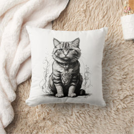 Almofada Esquema do Lápis de Gato Bonito