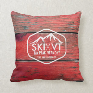 Almofada Esqui Vermont Jay Barnwood vermelho rústico máxi