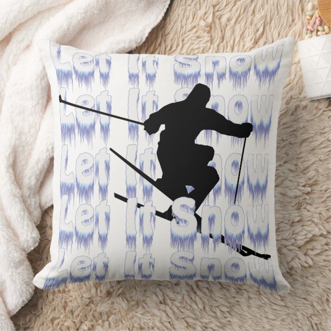 Almofada Esquiador Decorativo Deixe Nevar (Cobertor)