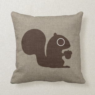 Almofada Esquilo bonito com Acorn Faux Linen Style