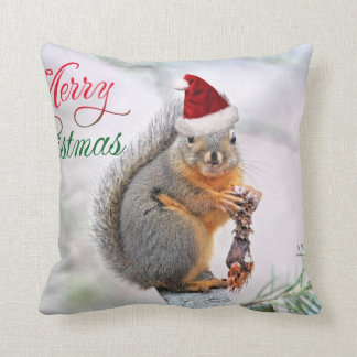 Almofada Esquilo do Natal que veste o chapéu de Papai Noel