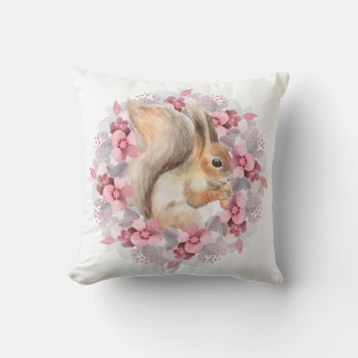 Almofada Esquilo e flores